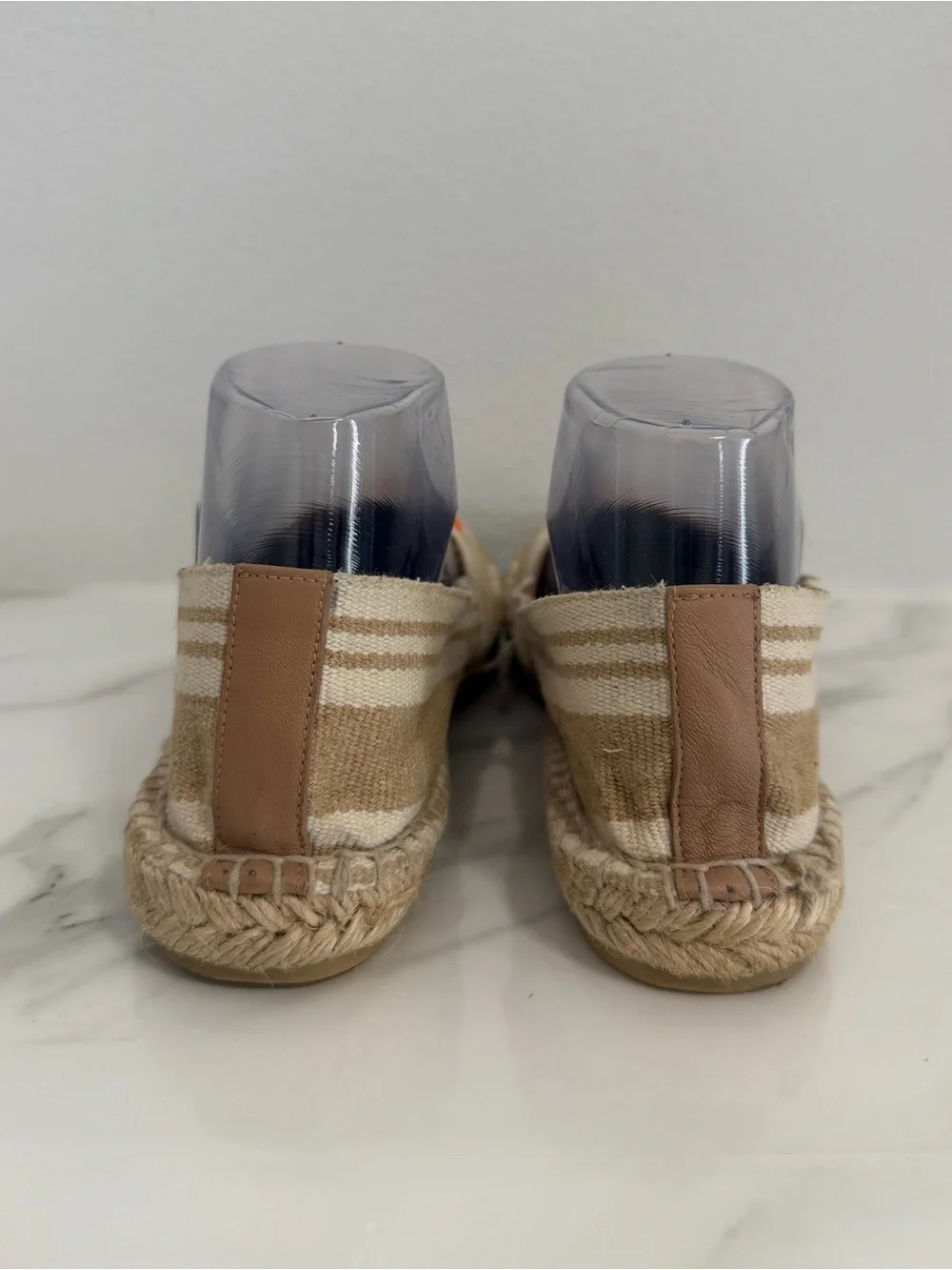 Tory Burch Espadille flat cream and orange logo size 9